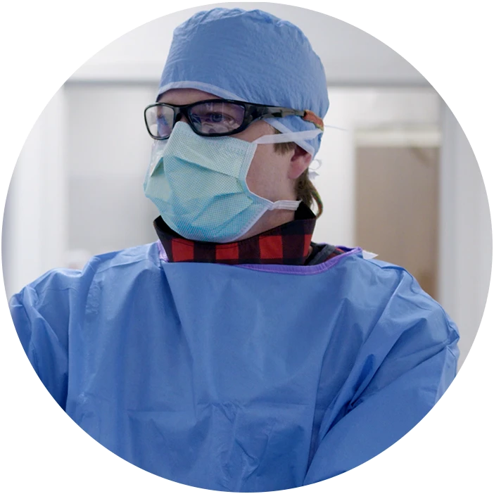 Dr. Tesoriero performing a procedure in the angio suite